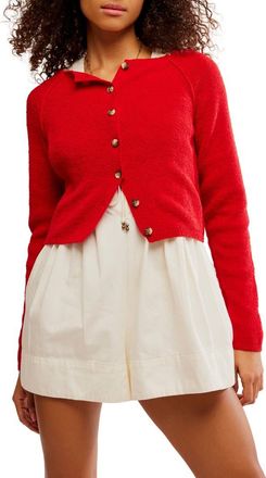 Free People Sydney Boxy Crop Cardigan in Atlas Red at Nordstrom, Size Medium
