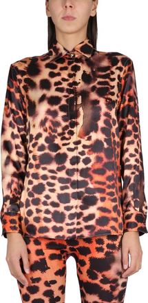 Roberto Cavalli Murena Print Zijdemix Blouse - Dames - Overhemden - Veelkleurig - S - Overhemden