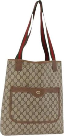 Gucci Pre-owned Tote Bags, female, Beige, Size: ONE SIZE Pre-owned Vintage GG Canvas Tote Bag