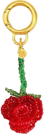 Petit Moments Beaded Rosette Keychain in Gold/Red at Nordstrom