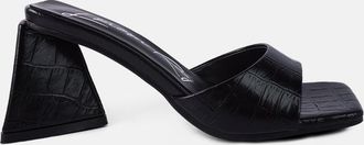 London Rag trinity triangle block heeled croc sandals