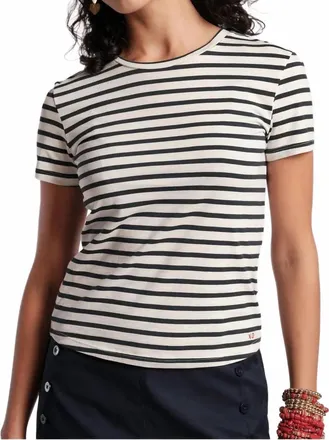 Frances Valentine Super Stripe Crewneck Tee In Oyster/black