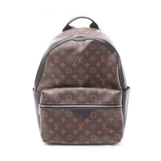 Louis Vuitton Black Brown Coated Canvas Leather Backpack Handbag (Pre-Owned)