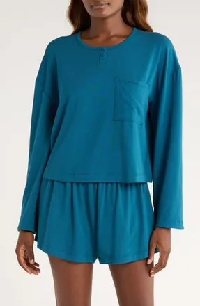 Lunya Slumberknit Pajamas in Piq Teal at Nordstrom Rack, Size X-Small