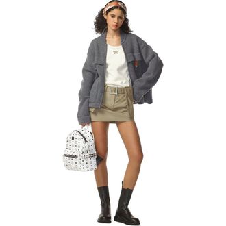 MCM Stark Side Studs Backpack in Visetos in White at Nordstrom