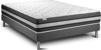VITALIT Vitalit - Base Tapizada Gris + Colch&oacute;n Con Muelles Y Viscoel&aacute;stica 160 X 200