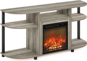 Furinno Entertainment Center Stand with Fireplace for TV up to 55 Inch