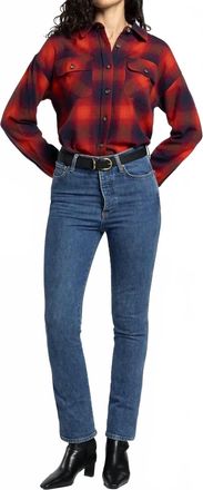 Thread & Supply Elsie Full Button Front Closure Shirt In Black Tomato Plaid