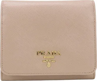 Prada Beige Saffiano Metal Wallet (Tri-Fold) (Pre-Owned)