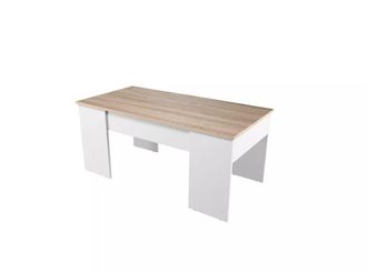 Usinestreet Mesa de Centro con Tapa Elevable L100 cm - Blanco