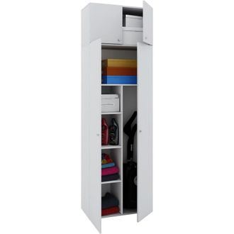 ebuy24 Gabinete escoba VCM 6 compartimentos Dimensiones AN. 70 x AL. 238 x T. 40 cm Gabinete para el hogar Armario multiusos Montaje con dos puertas
