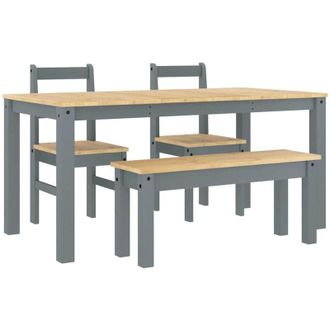 vidaXL Vidaxl - Juego De Comedor Panama 4 Pzas Madera Maciza De Pino Gris