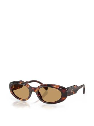 Miu Miu Eyewear MUC01S Tortoiseshell Oval Sunglasses