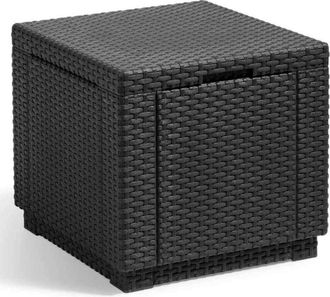 Allibert Tavolo cubo Allibert jardin in rattan intrecciato con contenitore da 60 l - 42x42x39 cm - Grafite