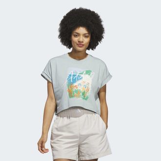 adidas T-Shirt ADIDAS SPORTSWEAR SUMMER ROMANCE GRAPHIC, Damen, Gr. XXL, wonder sage, Obermaterial: 100% Baumwolle, Rundhals, Shirts T-Shirt