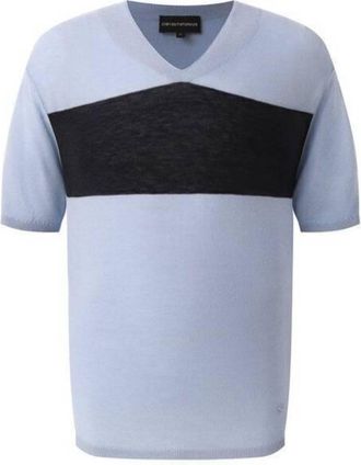 Emporio Armani Mens Colour Block V-Neck T-Shirt, Size XX-Large