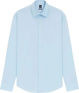 HUGO BOSS Heldere Blauwe Overhemd met Lange Mouwen - Heren - Zakelijke Overhemden - Blauw - 7XL - Katoen - Overhemden