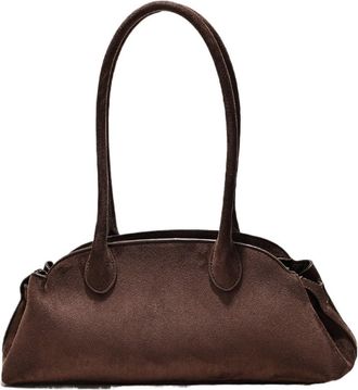 Generic Womens Underarm Commuter Shoulder Bag Style PU Material Medium Size Shell Shape Zipper Opening(Frosted Brown)