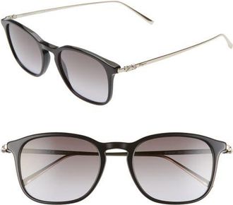 Ferragamo Salvatore Ferragamo Classic Logo 53mm Gradient Rectangle Sunglasses in Black at Nordstrom