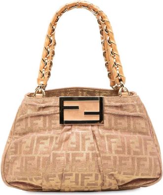 Fendi Pre-owned Fendi Small Zucca Metallic Lurex Mia Chain Tote 8BR615 GRQ 129 2566