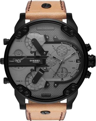 Diesel Accessoires, Heren, Beige, ONE Size, Leer, Chronograph Horloge