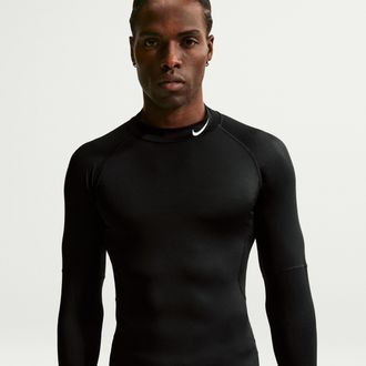 Nike Mens Nike Pro Dri-FIT Fitness Mock-Neck Long-Sleeve Top in Black | FB7908-010