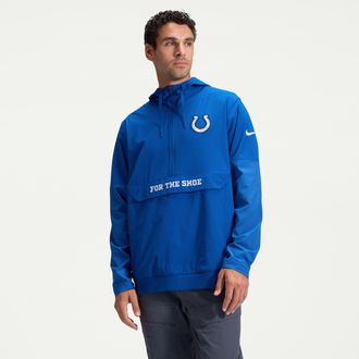 Nike Indianapolis Colts Rivalries Collection Sideline Anorak Nike Mens NFL 1/2-Zip Hooded Jacket in Blue | 03AT03VU98-VDC