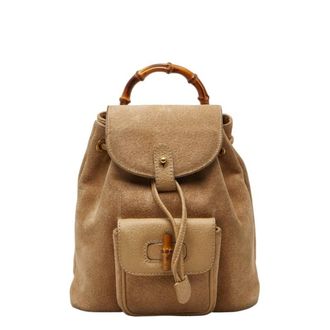 Gucci Brown Suede Leather Backpack (Pre-Owned)