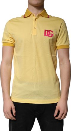 Dolce & Gabbana Mens Logo-Embroidered Cotton Polo Yellow
