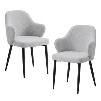 Urban Meuble Set de 2 sillas de comedor en tela gris claro, 83 cm