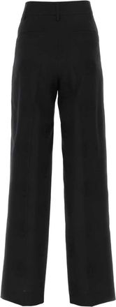 Burberry Womens Wide-Leg Wool Blend Trousers Black Cotton