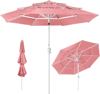Best Choice Products 10ft 3-Tier Patio Umbrella White Pole, Outdoor Market Umbrella Steel Pole