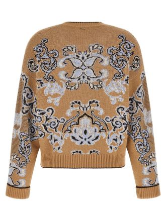 Twin-Set Jacquard Tapestry Wool Blend Sweater - Camel