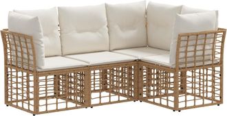 vidaXL Conjunto De Sof&aacute;s De Exterior Natural Poli&eacute;ster Vidaxl