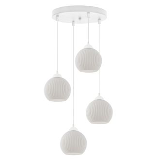 OEM Lampada A Sospensione Riffle White 4 Sfere Piatte Bianche E27