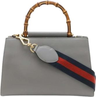 Gucci Pre-owned Vintage Bamboo Shoulder Bag - Dames - Vintage Handtas - Grijs - ONE Size - Leer - Vintage