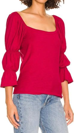 Nation Ltd Puff Sleeve Top In Red