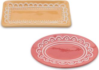 Melrose International Ceramic Trinket Dish (Set of 12) - Yellow, Pink