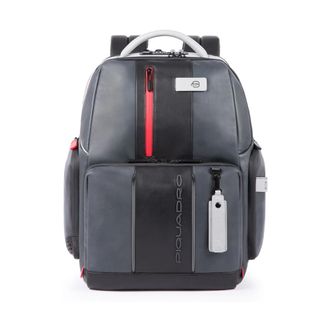 Piquadro Laptop backpack 15-6 with LED light - Heren - Tassen - Zwart - Maat: ONE Size Leer