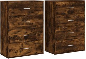 vidaXL Sideboards 2 pcs Smoked Oak 60x31x84 cm Engineered Wood Vidaxl