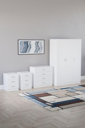 Home Discount Vida Designs 4Pc Bedroom Set 2x3Drawer Bedside, 4Drawer, 3 Dr Wardrobe in White