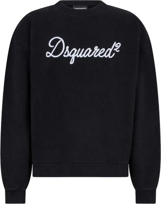 Dsquared2 D2 Signature Relax Fit Crewneck - Heren - Sweatshirts - Zwart - L - Katoen - Hoodies & sweatvesten