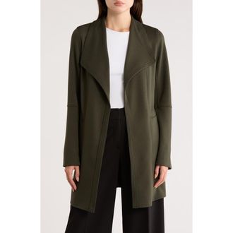 T Tahari Drape Front Scuba Knit Jacket in Olive at Nordstrom Rack, Size Large