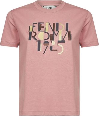Fendi Multicolor Roma 1925 Print T-shirt - Dames - T-shirts - Roze - XS - Katoen - Tops