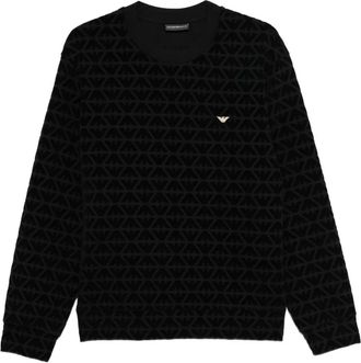 Emporio Armani Sweater met geborduurd logo en patroon - Zwart