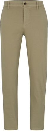 HUGO BOSS Mens Solid Patterned Tapered Chinos in Pastel Green - Size 34W/34L