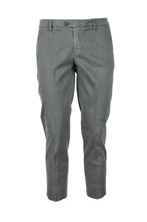 Bonheur Tailored Grey Cotton Stretch Trousers With Modern Fit