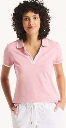 Nautica Womens Sustainably Crafted Ocean Split-Neck Polo