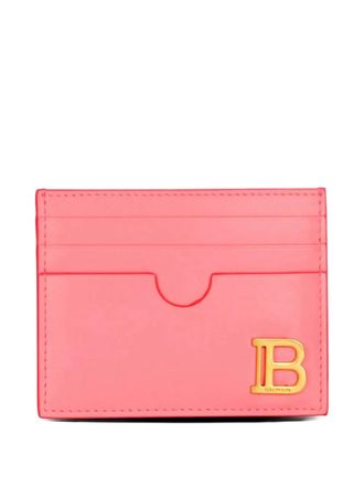 Balmain B-Buzz leather cardholder - women - Calf Leather - One Size - Pink