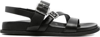 Guglielmo Rotta Tours Ranch Flat Sandal - Dames - Sandalen - Zwart - 38 EU - Leer - Schoenen